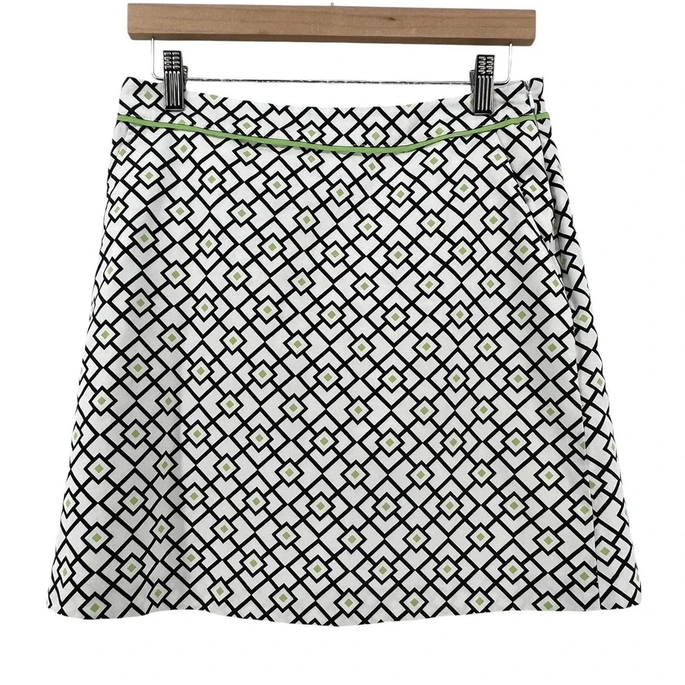 Fairway & Greene Skort Womens 6 White Geometric Print Golf A-Line Lined‎ Pockets